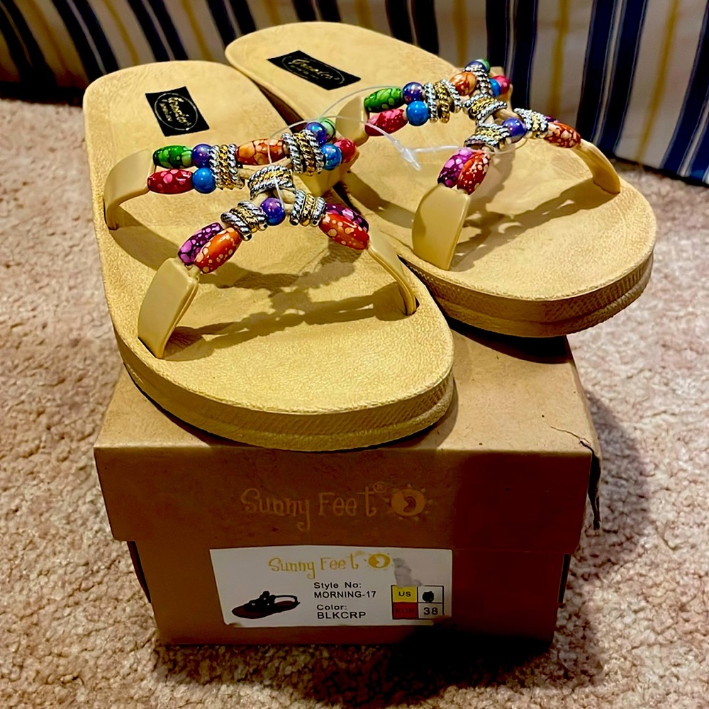 Brand New in Box Beaded Sandals